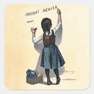 Chocolat Menier Little Girl Wall Writing  Square Sticker