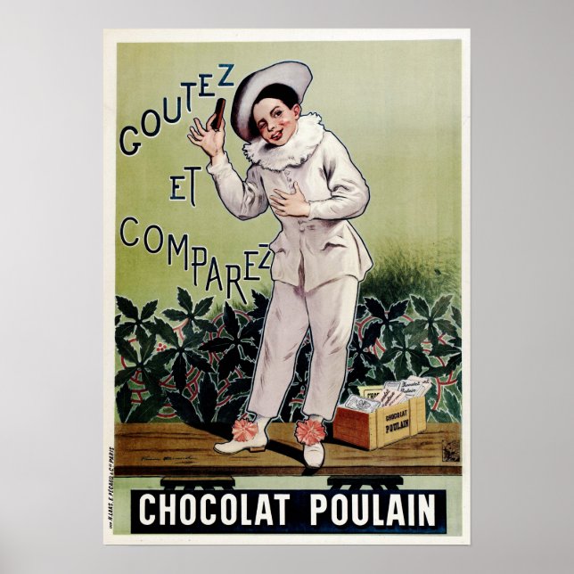 CHOCOLAT POULAIN Milk Chocolate Bar Old French Poster (Front)
