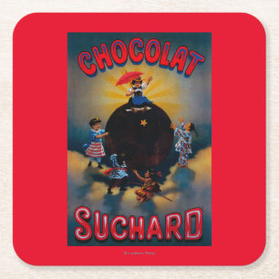 Chocolat Suchard Vintage PosterEurope Square Paper Coaster