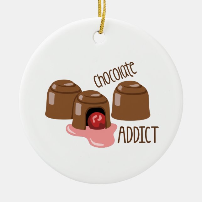 Chocolate Addict Ceramic Ornament (Front)