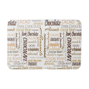 Chocolate, Almonds and Dark Chocolate Text Design Bath Mat