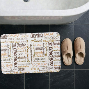 Chocolate, Almonds and Dark Chocolate Text Design Bath Mat