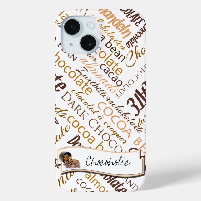 Chocolate, Almonds and Dark Chocolate Text Design Case-Mate iPhone Case (Back)