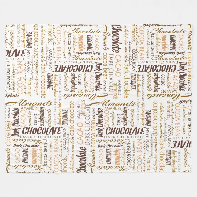 Chocolate, Almonds and Dark Chocolate Word Cloud Fleece Blanket (Front (Horizontal))
