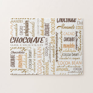 Chocolate, Almonds and Dark Chocolate Word Cloud Jigsaw Puzzle