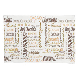 Chocolate, Almonds and Dark Chocolate Word Cloud Pillowcase