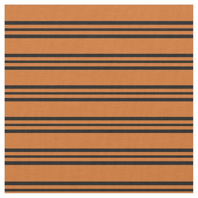 Chocolate and Black Coloured Lines/Stripes Pattern Fabric (Close Up)
