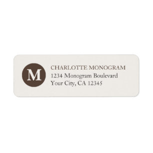 Chocolate and Cream Monogram Return Address Label