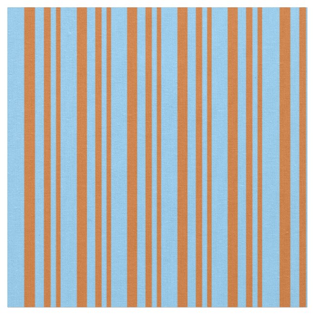 Chocolate and Light Sky Blue Pattern Fabric (Close Up)