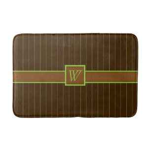 Chocolate and Lime Pinstripes Bath Mat