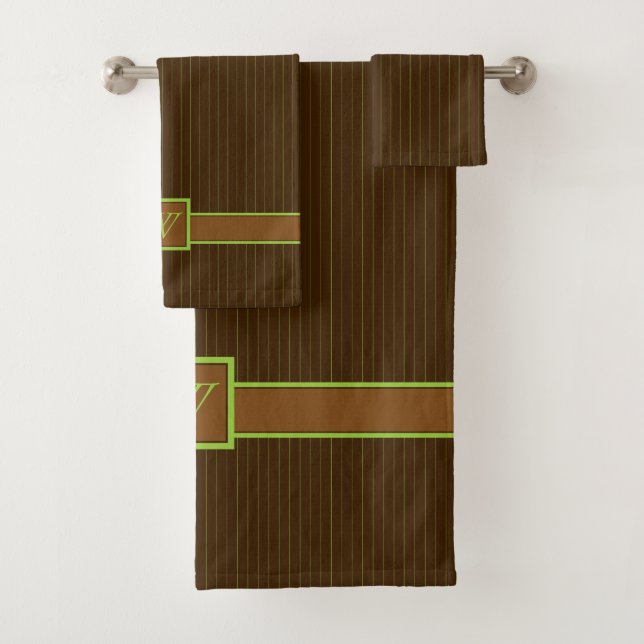 Chocolate and Lime Pinstripes Towel Set (Insitu)