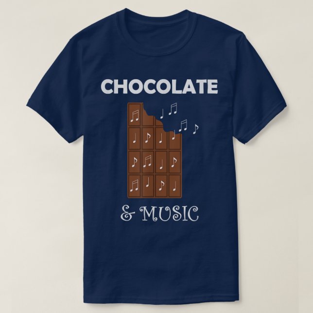 Chocolate and Music Notes Musician Chocolatier  T-Shirt (Design Front)