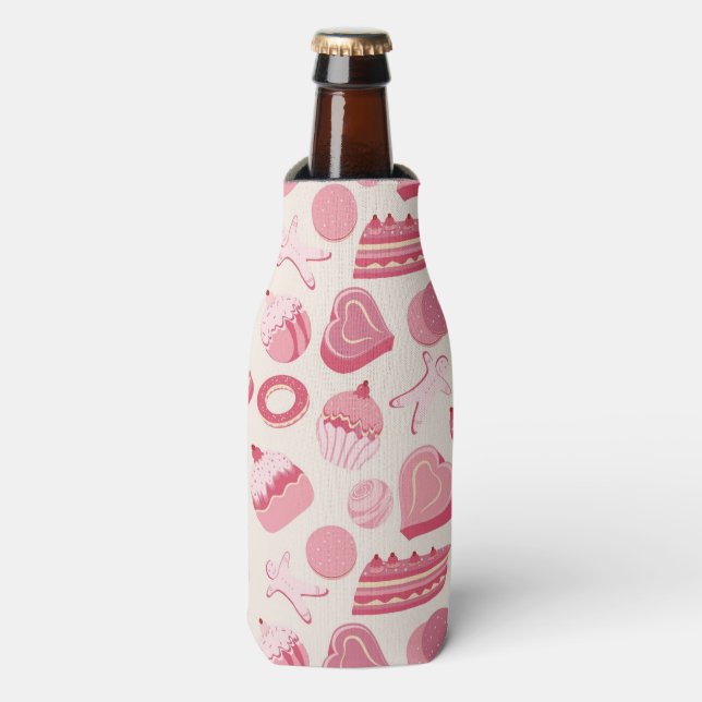 Chocolate and pastries pattern 2 bottle cooler (Bottle Front)