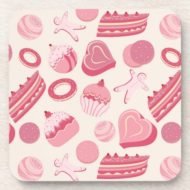 Chocolate and pastries pattern 2 coaster (Front)