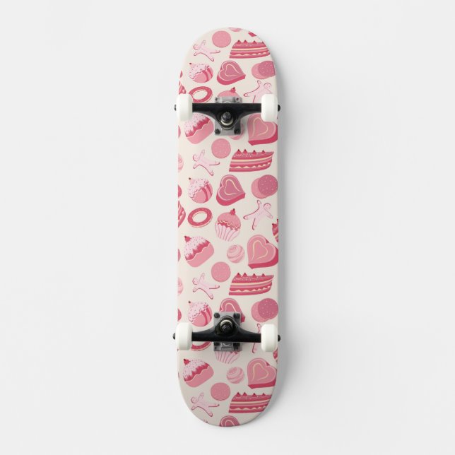 Chocolate and pastries pattern 2 skateboard (Front)