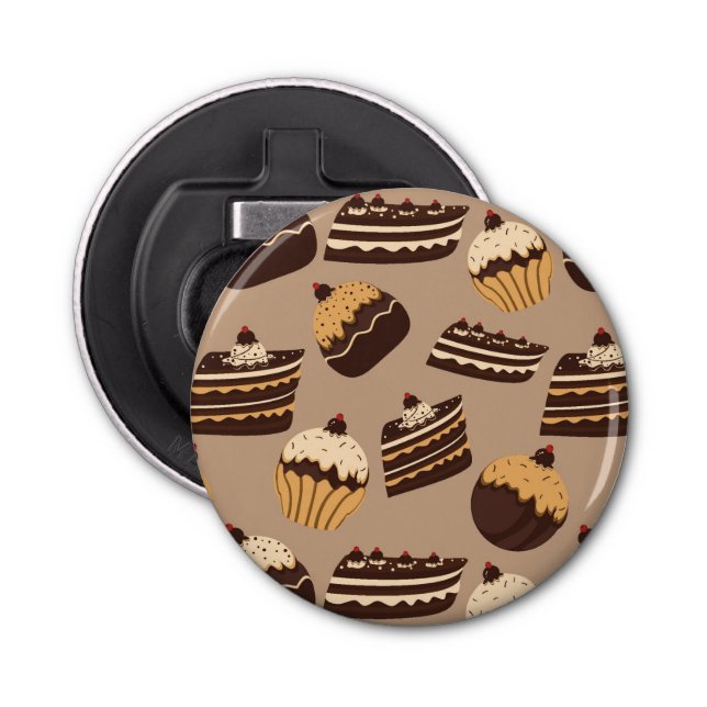 Chocolate and pastries pattern 3 bottle opener (Front)
