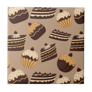 Chocolate and pastries pattern 3 ceramic tile