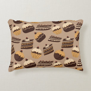 Chocolate and pastries pattern 3 decorative cushion