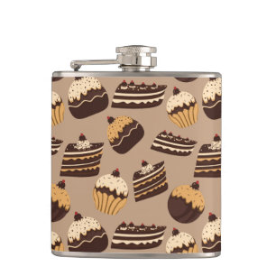 Chocolate and pastries pattern 3 hip flask