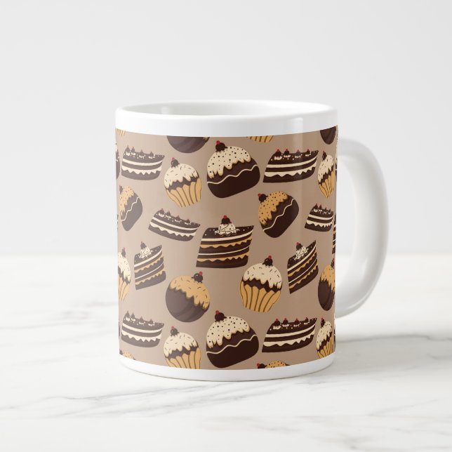 Chocolate and pastries pattern 3 large coffee mug (Front Right)
