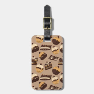 Chocolate and pastries pattern 3 luggage tag
