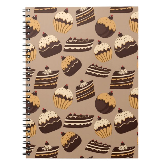 Chocolate and pastries pattern 3 notebook (Front)