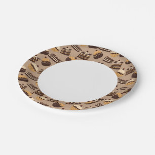 Chocolate and pastries pattern 3 paper plate