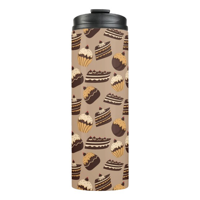 Chocolate and pastries pattern 3 thermal tumbler (Front)