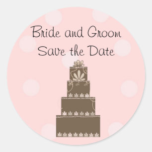 Chocolate and Pink Save the Date Classic Round Sticker