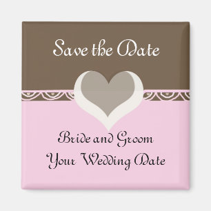 Chocolate and Pink Save the Date Magnet