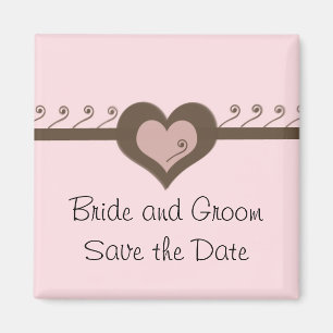 Chocolate and Pink Save the Date Magnet