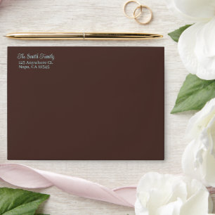 Chocolate And Serene Powder Blue Customisable Text Envelope