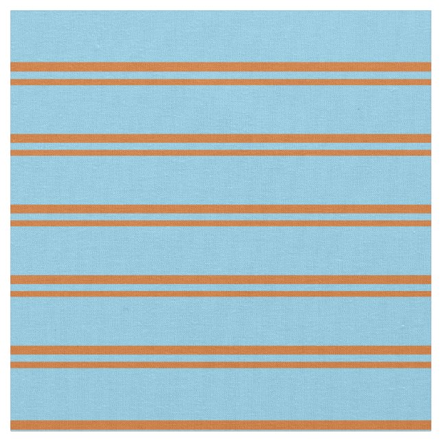 Chocolate and Sky Blue Stripes Pattern Fabric (Close Up)