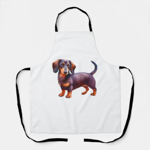 Chocolate and Tan Cream Dachshund Painting - Wein Apron