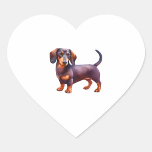 Chocolate and Tan Cream Dachshund Painting - Wein Heart Sticker