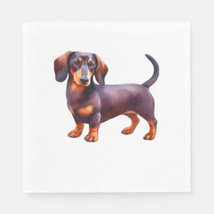 Chocolate and Tan  Cream Dachshund Painting - Wein Napkin