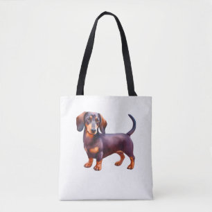 Chocolate and Tan Cream Dachshund Painting - Wein Tote Bag