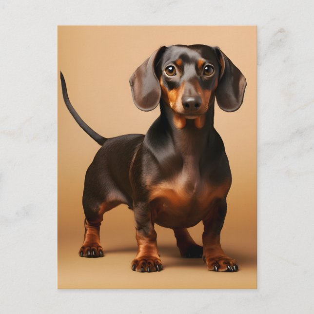 Chocolate and Tan Dachshund Dog Postcard (Front)