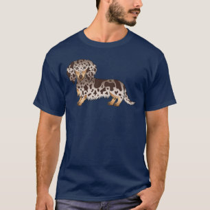 Chocolate And Tan Dapple Long Hair Dachshund Dog T-Shirt
