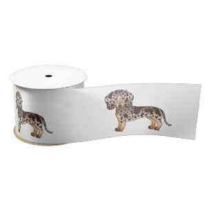 Chocolate And Tan Dapple Short Hair Dachshund Dog Satin Ribbon