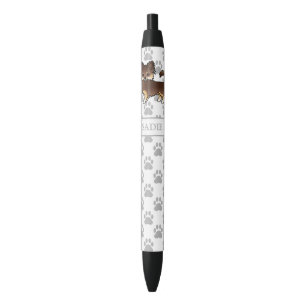 Chocolate And Tan Long Coat Chihuahua Dog & Name Black Ink Pen
