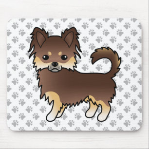 Chocolate And Tan Long Coat Chihuahua Dog & Paws Mouse Pad