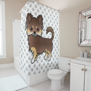 Chocolate And Tan Long Coat Chihuahua Dog & Paws Shower Curtain