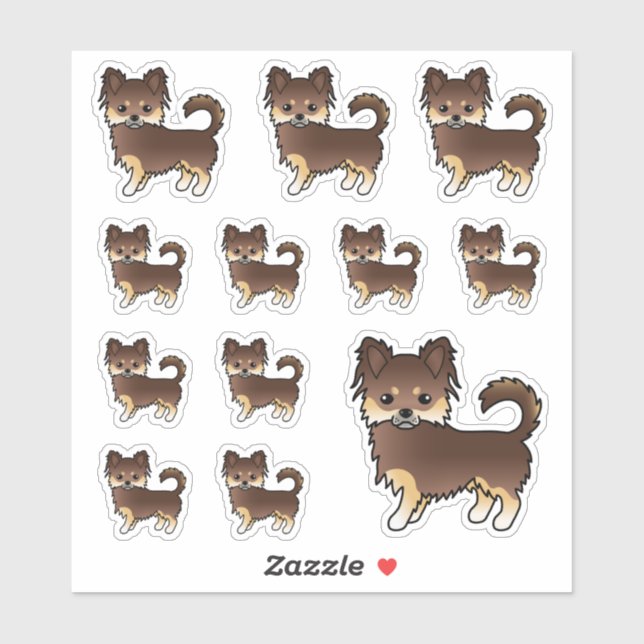 Chocolate And Tan Long Coat Chihuahua Dogs (Sheet)
