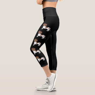 Chocolate And Tan Pied Short Hair Dachshund Dogs Capri Leggings