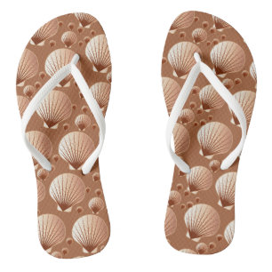 Chocolate and tan seashells on cocoa brown thongs