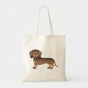 Chocolate And Tan Short Hair Dachshund Cartoon Dog Tote Bag