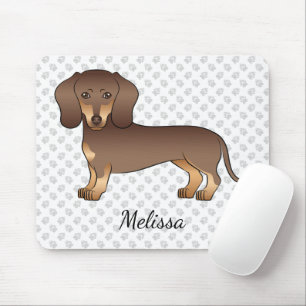 Chocolate And Tan Short Hair Dachshund & Name Mouse Pad