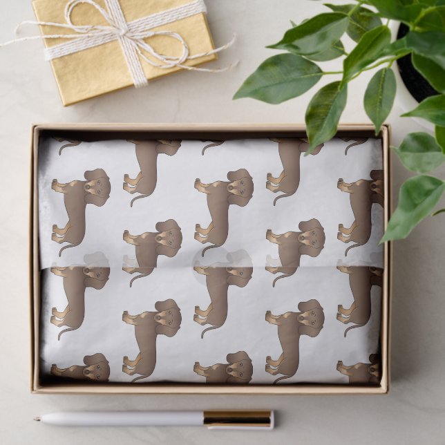 Chocolate And Tan Short Hair Dachshund Pattern Tissue Paper (Gift)