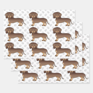 Chocolate And Tan Short Hair Dachshund Pattern Wrapping Paper Sheet